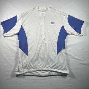 Vintage Reebok Cycling Jersey Bike Racing Pockets Shirt XL 1/2 Zip 90s White USA